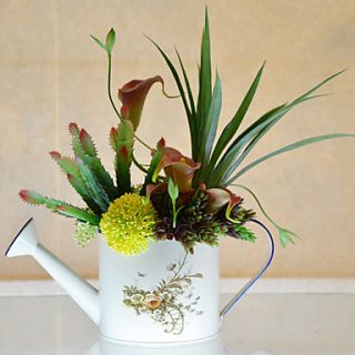14Fresh Color Hydrangeas Arrangement With Kettle Style Metal Vase