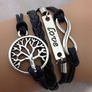 Fashion Leatherette Rope and Alloy LoveTree of Life Charm Bracelet