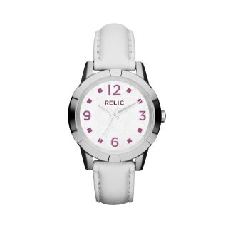 RELIC Payton Womens White Leather Strap Watch