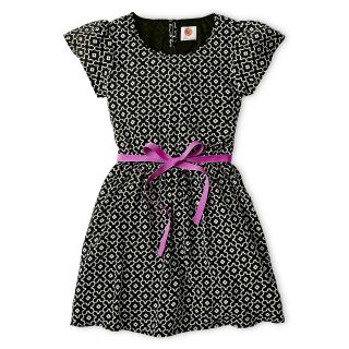 Total Girl Print Short Sleeve Dress   Girls 6 16 and Plus, Black/White, Girls
