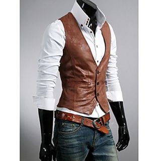 MenS Casual Simple Leather Slim Vest (Accessories Random)