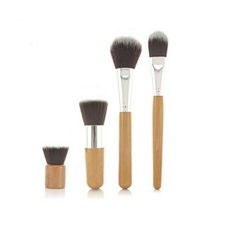Pro High Quality 4 PCs Synthetic Hair Bamboo Handel Makeup Brush Set