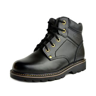 Mens Leather Flat Heel Combat Boots With Lace up