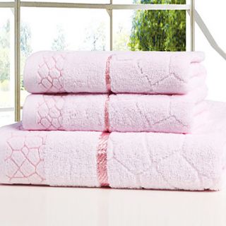 Bath Towel Set,3 Pack Terry 100% Cotton Pink the Water Cube Print(1 Bath Towel,2 Hand Towels)