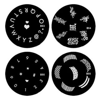 4PCS Nail Art Stamp Stamping Image Template Plate B Series(NO.53 56)