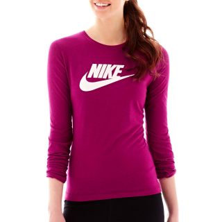 Nike Long Sleeve Icon Tee, Red, Womens