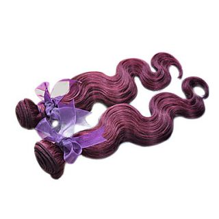 18Inch 100% Brazilian Virgin Human Hair Body Wave Wine Red Great 5A Hair Extension/Weave(99J)