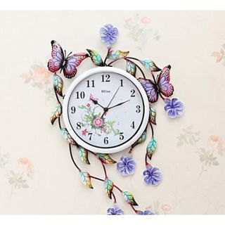 23H Country Style Butterfly Metal Wall Clock