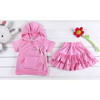 Girls Summer Short Sleeve Pink Wing Angel Top With HatMini Cake Skirt Cotton Twinsets for 80~130cm