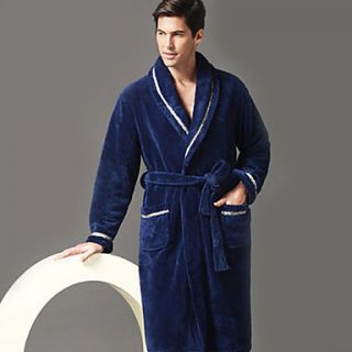 Bath Robe,High class Man Dark Blue Solid Colour Garment Thicken