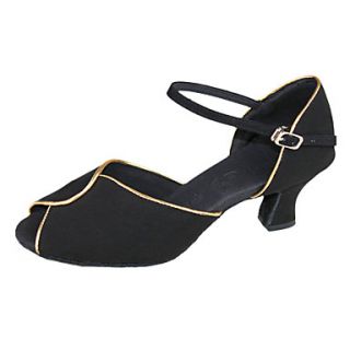 Womens Simple Suede Upper Chuncky Heel Ankle Strap Latin Dance Sandles