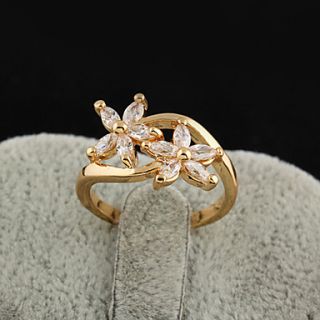 Yueli Womens 18K Gold Zircon Ring J0554