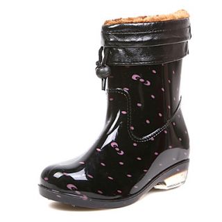 Rubber Womens Chunky Heel Rain Boot Mid Calf Boots(More Colors)