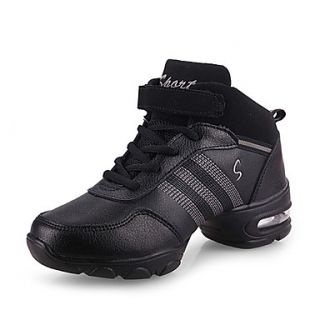 Womens Leather Upper Velcro Ballroom Modern Dance Sneakers Dance Shoes With Pads(More Colors)