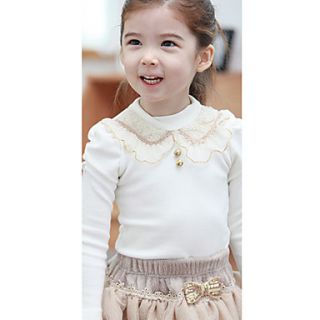 Girls with Lace Ruffle Stand Collar Blouse