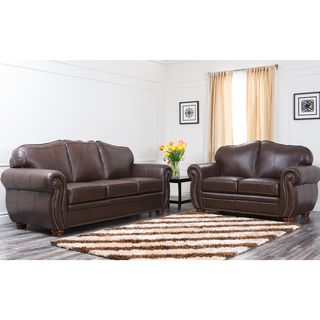 Abbyson Living Richfield Premium Top grain Leather Sofa And Loveseat