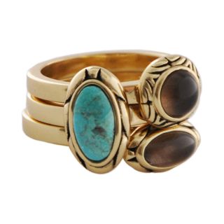Art Smith by BARSE Turquoise & Smoky Quartz Stack Ring, Womens