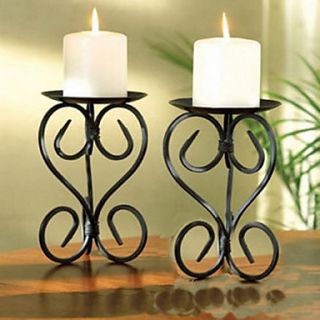 6H Country Style Black Iron Candelabra Candle Holder