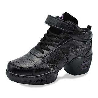 Womens Breathable Leather Upper Velcro Lace Ups Ballroom Modern Dance Shoes Dance Sneakers
