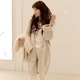 Womens Pure Color Thick Cardigan