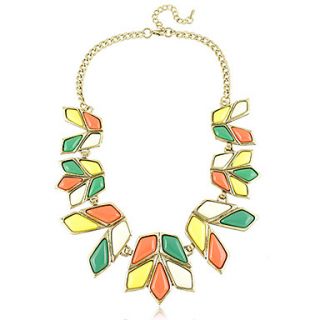 Yumfeel Womens Vintage Colorful Leaves Gem Necklace
