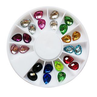24PCS 12 Color Glitter Water Drop Shaped Rhinestones Nail Art Decorations