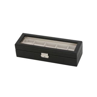 Mele & Co. Mens Textured Faux Leather Watch Box, Black