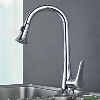 Traditional Nickel Brushed Finish One Hole Single Handle Deck Mounted Rotatable Pullout Spray Kitchen Faucet