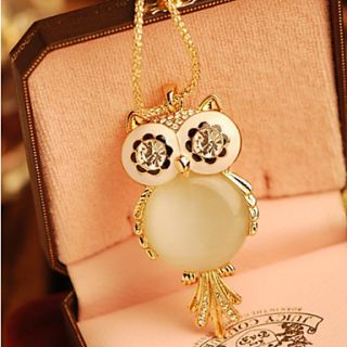 Daphne Exquisite Opal Cute Owl Long Sweater Chain Necklace(Screen Color)