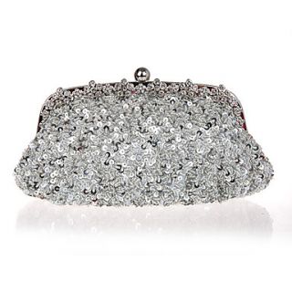 Kaunis WomenS Fashion Diamond Beaded Evening Bag(Silver)