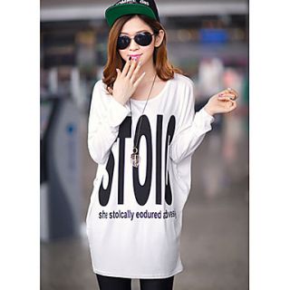 Uplook Womens Casual Round Neck White Le Loose Fit Batwing Long Sleeve T Shirt 318#