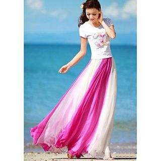 Womens Summer New Bohemian Beach Chiffon Long Skirt