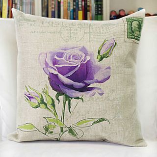 Pinshang Romantic Purple Flower Print Pillow(Screen Color)