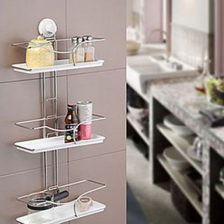 Plastic and Metal Triple Layer Bathroom Shelves, W31cm x L72cm x H11cm