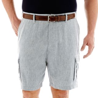 CLAIBORNE Linen Cotton Cargo Shorts Big and Tall, Blue, Mens