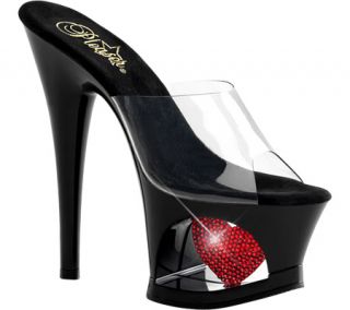 Womens Pleaser Moon 701HRS   Clear/Black/Red PVC Ornamented Shoes