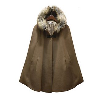 Womens Hooded Tweed Cape (Slim Fit)