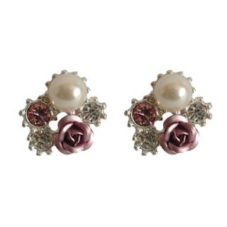 Charming Platinum Plated with Rose Crystal Earrings