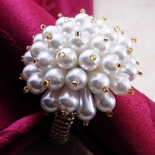 Pearl Flower Wedding Napkin Ring Dia 4.5cm, Set of 12
