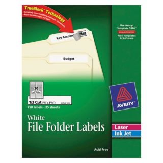 Avery Laser/Inkjet Permanent Self Adhesive File Folder Labels   White (750 Per