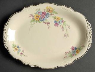 Homer Laughlin  Bouquet 11 Oval Serving Platter, Fine China Dinnerware   Virgin