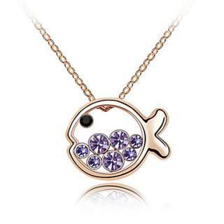 Xiaoguo Womens Elegant Fish Crystal Necklace(Screen Color)