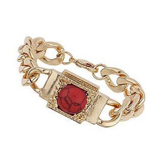 Shining Fashion Alloy Red Gem Chain Bracelet (Screen Color)