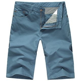GBS Mens Korean Slim Fit Casual Mid Length Pants(Light Blue)