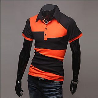 HKWB Casual Color Joint Short Sleeve T Shirt(Orange)