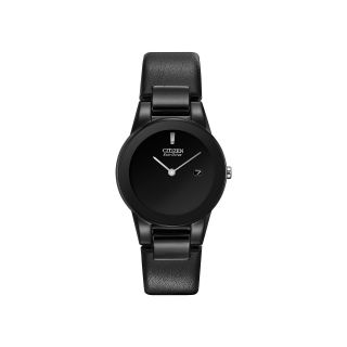 Citizen Eco Drive Axiom Womens Black Leather Strap Watch GA1055 06E