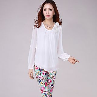 E Shop 2014 Maxi Double Deck White Chiffon Shirt