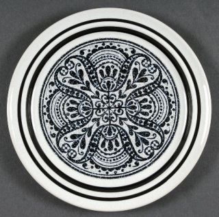 Noritake Malaga Salad Plate, Fine China Dinnerware   Primastone,Black Rings & Ce