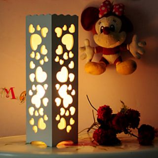 YOUKE Carving Cut Out Heart Pattern Rectangle Table Lamp (White)