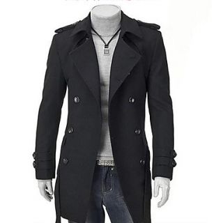 Aowofs Mens Big Size Fashion British Style Tweed Coat(Black)